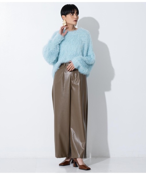 Settimissimo（セッティミッシモ）の「ロングフェザーヤーンバルキープルオーバー（ニット/セーター・レディース・ブルー/ダークグレー/オレンジ・FREE）」の12枚目の写真