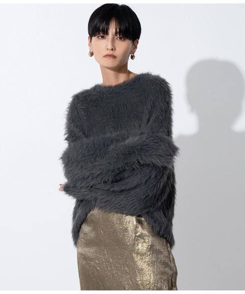 Settimissimo（セッティミッシモ）の「ロングフェザーヤーンバルキープルオーバー（ニット/セーター・レディース・ブルー/ダークグレー/オレンジ・FREE）」の14枚目の写真