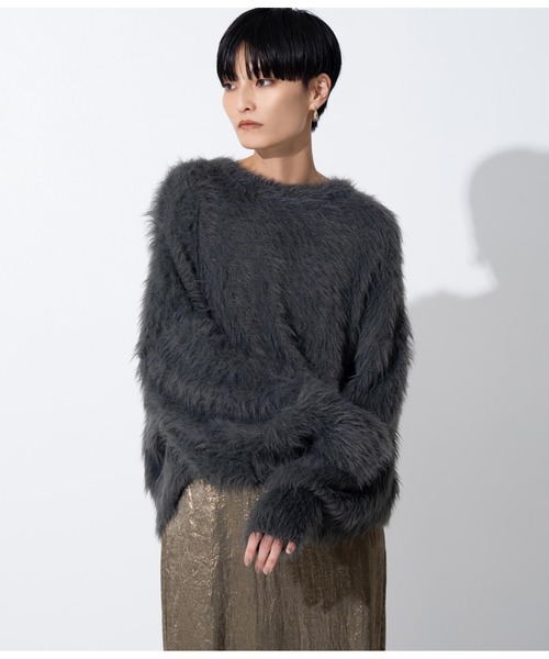 Settimissimo（セッティミッシモ）の「ロングフェザーヤーンバルキープルオーバー（ニット/セーター・レディース・ブルー/ダークグレー/オレンジ・FREE）」の15枚目の写真