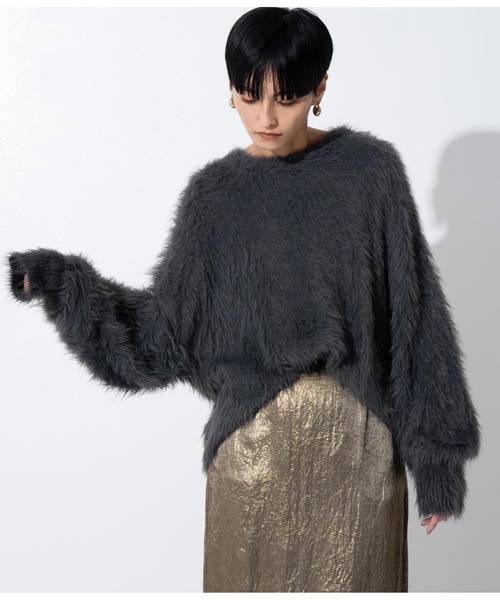 Settimissimo（セッティミッシモ）の「ロングフェザーヤーンバルキープルオーバー（ニット/セーター・レディース・ブルー/ダークグレー/オレンジ・FREE）」の13枚目の写真