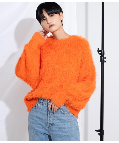 Settimissimo（セッティミッシモ）の「ロングフェザーヤーンバルキープルオーバー（ニット/セーター・レディース・ブルー/ダークグレー/オレンジ・FREE）」の19枚目の写真