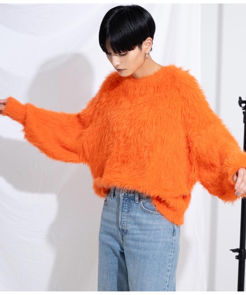 Settimissimo（セッティミッシモ）の「ロングフェザーヤーンバルキープルオーバー（ニット/セーター・レディース・ブルー/ダークグレー/オレンジ・FREE）」の21枚目の写真