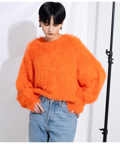 Settimissimo（セッティミッシモ）の「ロングフェザーヤーンバルキープルオーバー（ニット/セーター・レディース・ブルー/ダークグレー/オレンジ・FREE）」の22枚目の写真