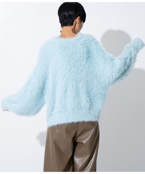 Settimissimo（セッティミッシモ）の「ロングフェザーヤーンバルキープルオーバー（ニット/セーター・レディース・ブルー/ダークグレー/オレンジ・FREE）」の9枚目の写真