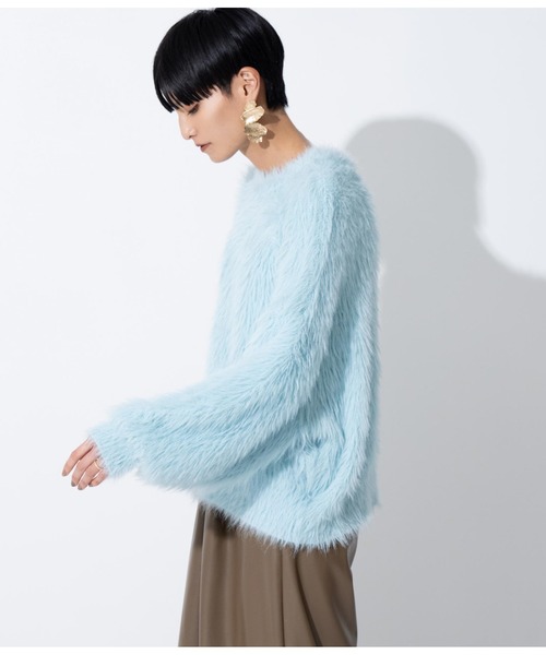 Settimissimo（セッティミッシモ）の「ロングフェザーヤーンバルキープルオーバー（ニット/セーター・レディース・ブルー/ダークグレー/オレンジ・FREE）」の8枚目の写真