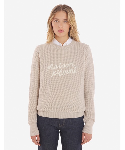 MAISON KITSUNE メゾンキツネ レディースニット セーター LW00812KT1063 / HANDWRITING COMFORT JUMPER グレー Maison Kitsune（メゾンキツネ）の「MAISON KITSUNE HANDWRITING
