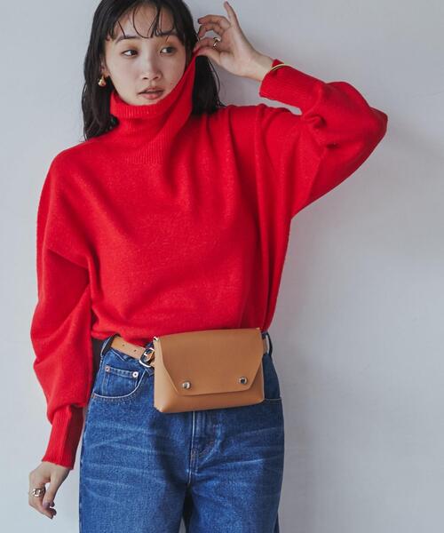 coen（コーエン）の「ホールガーメントタートルネックニット（ニット/セーター・レディース・ブラック/ベージュ/レッド/オフホワイト/ダークグレー・M/L）」の5枚目の写真