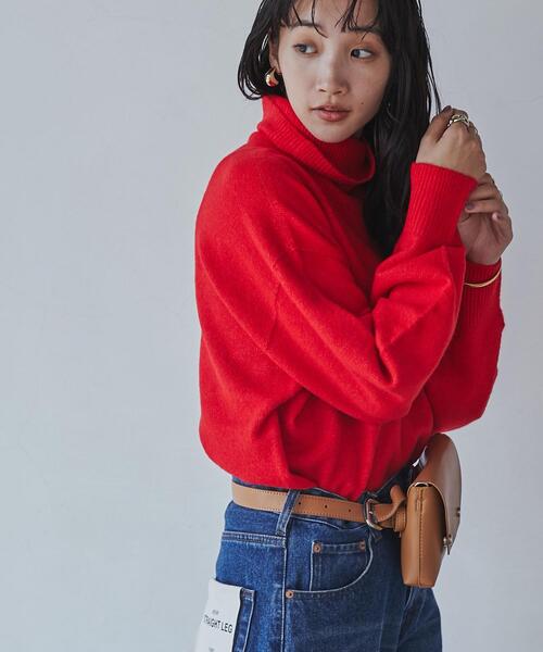 coen（コーエン）の「ホールガーメントタートルネックニット（ニット/セーター・レディース・ブラック/ベージュ/レッド/オフホワイト/ダークグレー・M/L）」の21枚目の写真