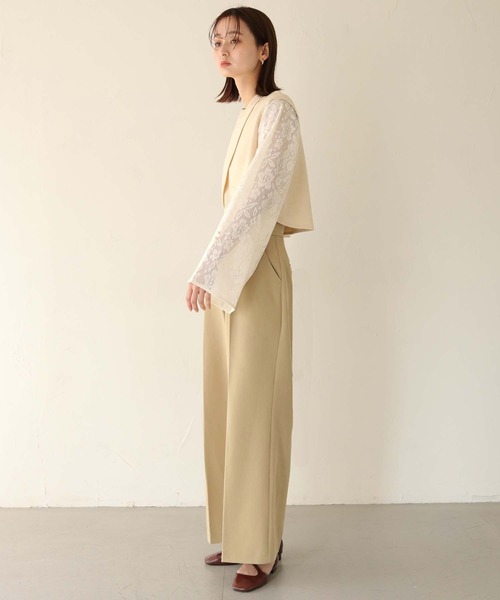 CLEIO（クレイオ）の「【CLEIO】レーススリーブ切替えアシメニット/LACE SLEEVE CHANGEABLE ASIMENIT/986-11601（ニット/セーター・レディース・テラコッタ/グリーン系その他/ホワイト・FREE）」の11枚目の写真