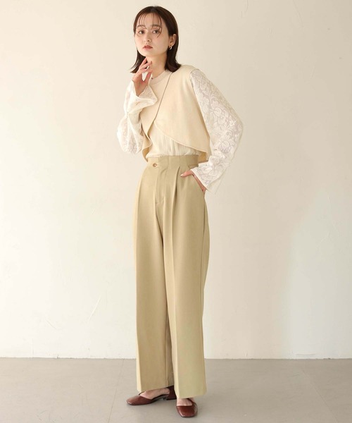 CLEIO（クレイオ）の「【CLEIO】レーススリーブ切替えアシメニット/LACE SLEEVE CHANGEABLE ASIMENIT/986-11601（ニット/セーター・レディース・テラコッタ/グリーン系その他/ホワイト・FREE）」の19枚目の写真