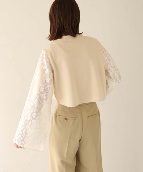 CLEIO（クレイオ）の「【CLEIO】レーススリーブ切替えアシメニット/LACE SLEEVE CHANGEABLE ASIMENIT/986-11601（ニット/セーター・レディース・テラコッタ/グリーン系その他/ホワイト・FREE）」の12枚目の写真