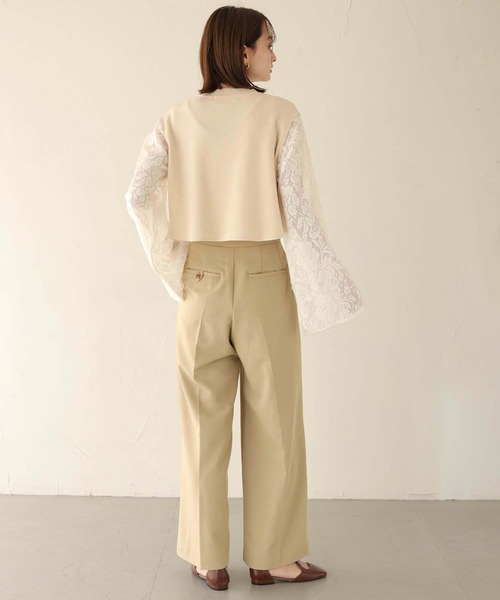 CLEIO（クレイオ）の「【CLEIO】レーススリーブ切替えアシメニット/LACE SLEEVE CHANGEABLE ASIMENIT/986-11601（ニット/セーター・レディース・テラコッタ/グリーン系その他/ホワイト・FREE）」の13枚目の写真