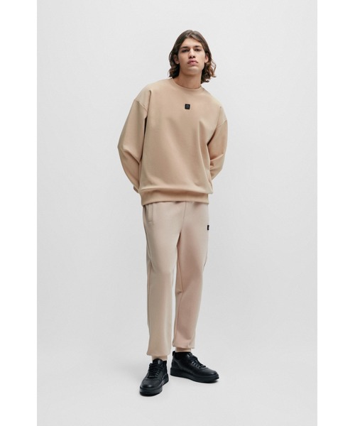 HUGO ストレッチコットン Tシャツ スタックロゴ＆リブカフス セール】HUGOスタックロゴ レギュラーフィット ストレッチ