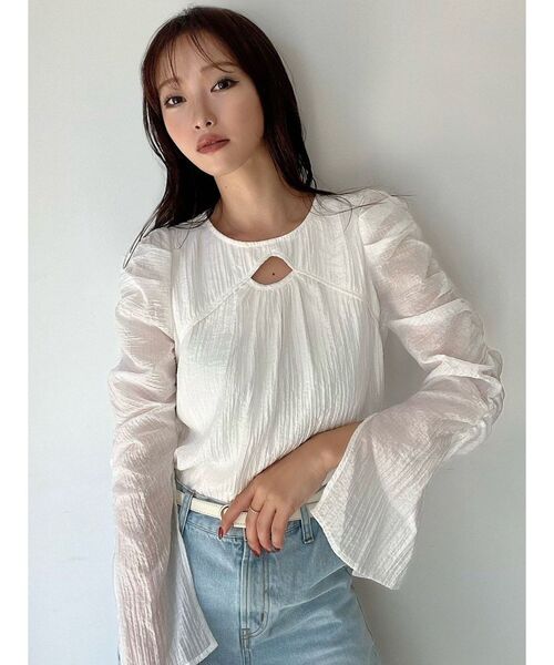 RESEXXY（リゼクシー）の「ポイントオープンブラウス（シャツ/ブラウス・レディース・ミント/その他1/アイボリー/ブラック・FREE）」の6枚目の写真