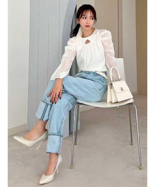 RESEXXY（リゼクシー）の「ポイントオープンブラウス（シャツ/ブラウス・レディース・ミント/その他1/アイボリー/ブラック・FREE）」の7枚目の写真