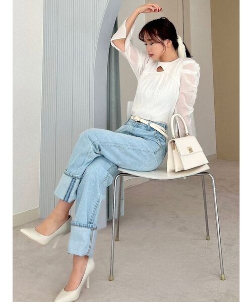 RESEXXY（リゼクシー）の「ポイントオープンブラウス（シャツ/ブラウス・レディース・ミント/その他1/アイボリー/ブラック・FREE）」の8枚目の写真