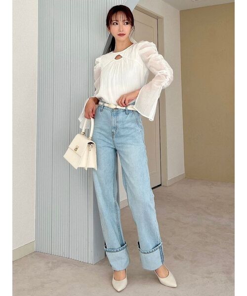 RESEXXY（リゼクシー）の「ポイントオープンブラウス（シャツ/ブラウス・レディース・ミント/その他1/アイボリー/ブラック・FREE）」の9枚目の写真