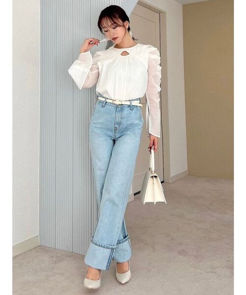 RESEXXY（リゼクシー）の「ポイントオープンブラウス（シャツ/ブラウス・レディース・ミント/その他1/アイボリー/ブラック・FREE）」の10枚目の写真