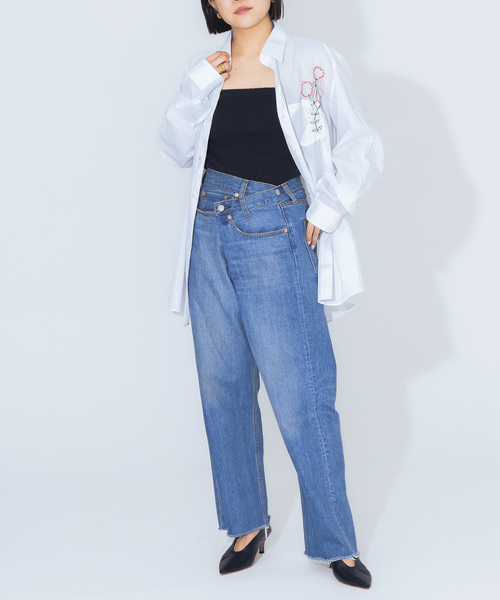 未使用品 BONUM リボンデニムパンツ ブルー 新品 BONUM ボナム リボンデニムパンツ ブルー