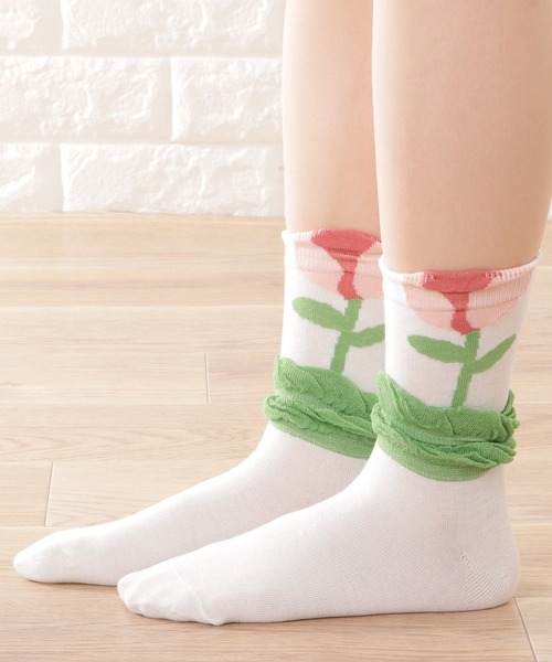 セール】【6足セット】3Dフラワーデザインショートソックス（ソックス