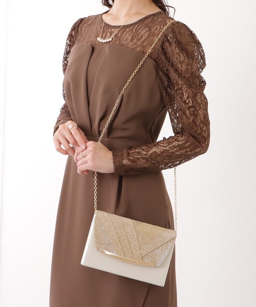 Lace Ladies（レースレディース）の「メタリックバー付き スクエア タック クラッチ バッグ（クラッチバッグ・レディース・ブラック/ゴールド/シルバー・FREE）」の5枚目の写真