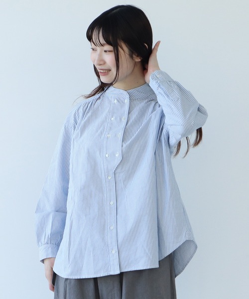 bulle de savon(ビュルデサボン)の「製品染め オックス コックブラウス(シャツ/ブラウス・レディース・オレンジ/カーキ/その他/ホワイト/サックスブルー/ピンク/ブルー・FREE)」の4枚目の写真