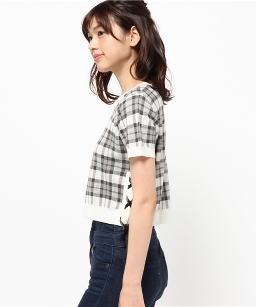 WEGO(ウィゴー)の「WEGO/レースアップケーブルニット(ニット/セーター・レディース・ダークグリーン/ホワイト/ホワイト系その他・FREE)」の8枚目の写真