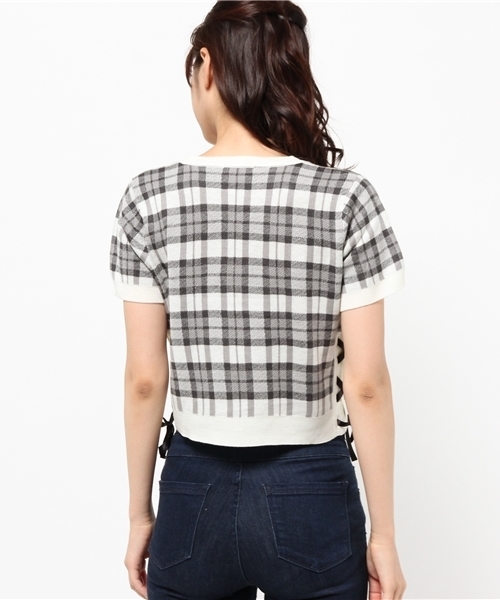 WEGO(ウィゴー)の「WEGO/レースアップケーブルニット(ニット/セーター・レディース・ダークグリーン/ホワイト/ホワイト系その他・FREE)」の9枚目の写真