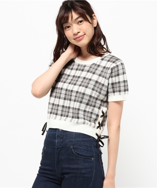 WEGO(ウィゴー)の「WEGO/レースアップケーブルニット(ニット/セーター・レディース・ダークグリーン/ホワイト/ホワイト系その他・FREE)」の12枚目の写真