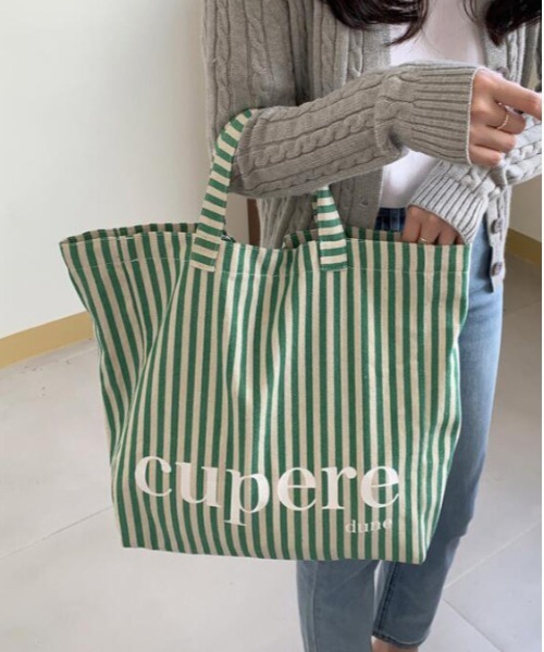 TONE SELECT GOODS（トーンセレクトグッズ）の「【urge select】《大容量》ストライプ デザイン ビッグトートバッグ【2way/A4サイズ収納可能】（トートバッグ・レディース・ピンク/グリーン/ネイビー/ブラック・FREE）」の9枚目の写真