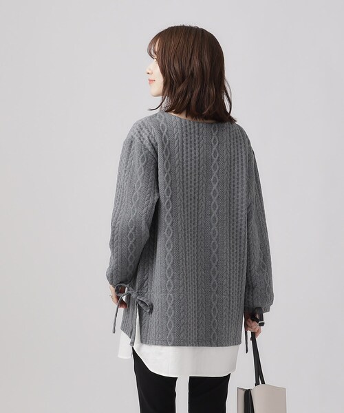 SHOO・LA・RUE（シューラルー）の「◆【体型カバー】Aライン フェイクレイヤード トップス（Tシャツ/カットソー・レディース・ライトベージュ/グレー/ブルー系その他・02/03/04）」の17枚目の写真
