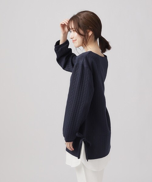 SHOO・LA・RUE（シューラルー）の「◆【体型カバー】Aライン フェイクレイヤード トップス（Tシャツ/カットソー・レディース・ライトベージュ/グレー/ブルー系その他・02/03/04）」の5枚目の写真