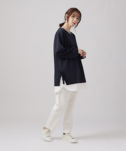 SHOO・LA・RUE（シューラルー）の「◆【体型カバー】Aライン フェイクレイヤード トップス（Tシャツ/カットソー・レディース・ライトベージュ/グレー/ブルー系その他・02/03/04）」の20枚目の写真