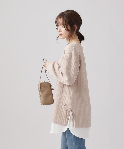 SHOO・LA・RUE（シューラルー）の「◆【体型カバー】Aライン フェイクレイヤード トップス（Tシャツ/カットソー・レディース・ライトベージュ/グレー/ブルー系その他・02/03/04）」の19枚目の写真