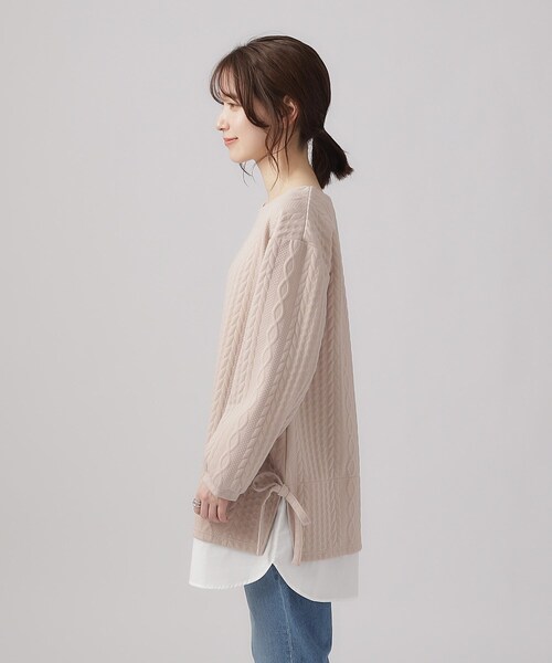 SHOO・LA・RUE（シューラルー）の「◆【体型カバー】Aライン フェイクレイヤード トップス（Tシャツ/カットソー・レディース・ライトベージュ/グレー/ブルー系その他・02/03/04）」の4枚目の写真