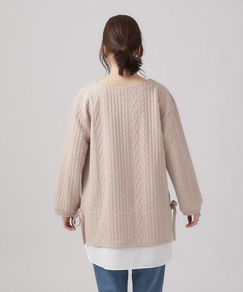 SHOO・LA・RUE（シューラルー）の「◆【体型カバー】Aライン フェイクレイヤード トップス（Tシャツ/カットソー・レディース・ライトベージュ/グレー/ブルー系その他・02/03/04）」の21枚目の写真