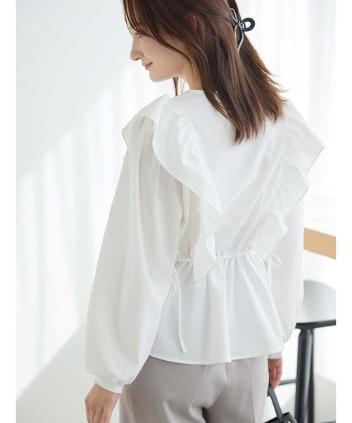 【DAMA collection】カシュクールフリルシルクブラウス ベージュ DAMA collection】カシュクールフリルシルクブラウス ベージュ