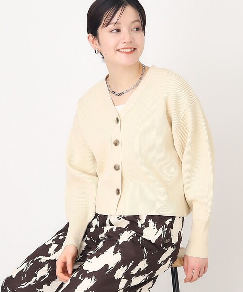 THE SHOP TK （ザ ショップ ティーケー ）の「◆Vネックショートカーデ【洗濯機OK】（カーディガン/ボレロ・レディース・アイボリー/グリーン/ネイビー・12/13）」の2枚目の写真