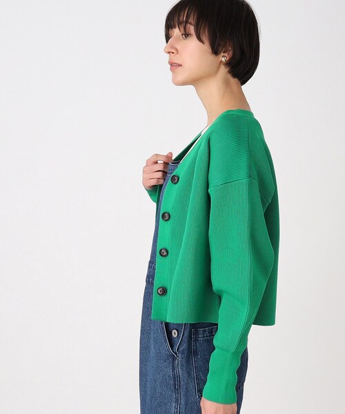 THE SHOP TK （ザ ショップ ティーケー ）の「◆Vネックショートカーデ【洗濯機OK】（カーディガン/ボレロ・レディース・アイボリー/グリーン/ネイビー・12/13）」の5枚目の写真