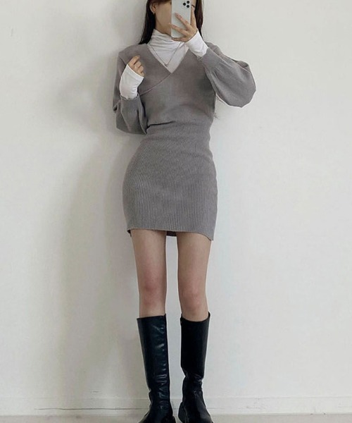 レディース ワンピース パフスリーブ ウエスト痩せ見え c3640 パフスリーブレースドッキングワンピース 女性 レディース