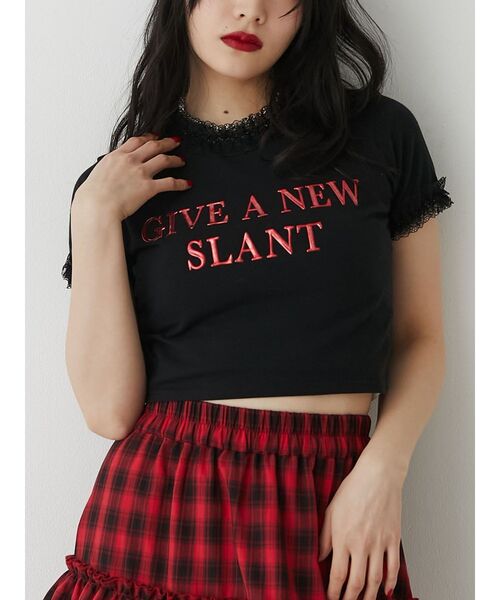 jouetie（ジュエティ）の「メタルロゴレースフィットTシャツ（Tシャツ/カットソー・レディース・ブラック/レッド/オフホワイト・MEDIUM）」の16枚目の写真