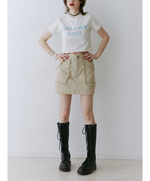 jouetie（ジュエティ）の「メタルロゴレースフィットTシャツ（Tシャツ/カットソー・レディース・ブラック/レッド/オフホワイト・MEDIUM）」の22枚目の写真