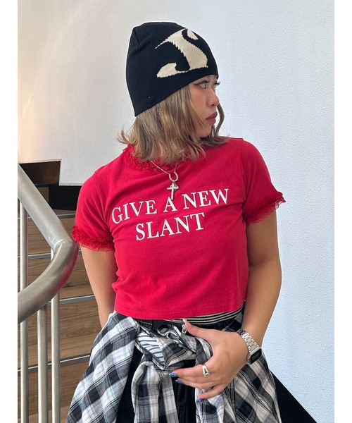 jouetie（ジュエティ）の「メタルロゴレースフィットTシャツ（Tシャツ/カットソー・レディース・ブラック/レッド/オフホワイト・MEDIUM）」の3枚目の写真