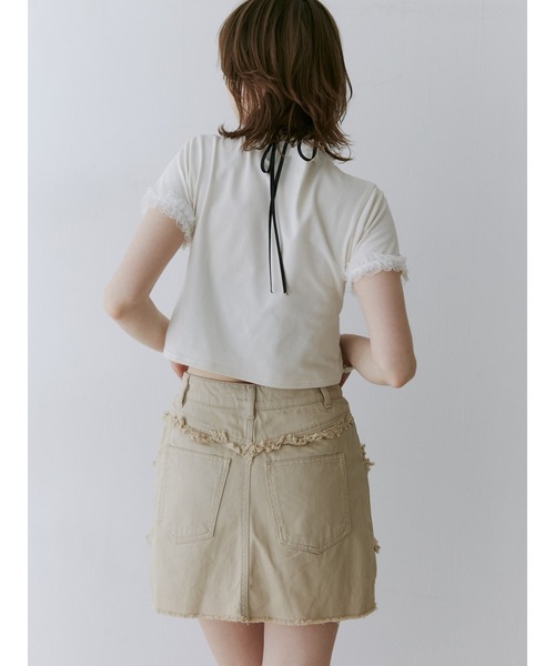 jouetie（ジュエティ）の「メタルロゴレースフィットTシャツ（Tシャツ/カットソー・レディース・ブラック/レッド/オフホワイト・MEDIUM）」の11枚目の写真