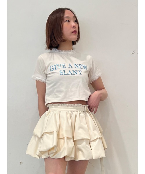 jouetie（ジュエティ）の「メタルロゴレースフィットTシャツ（Tシャツ/カットソー・レディース・ブラック/レッド/オフホワイト・MEDIUM）」の4枚目の写真
