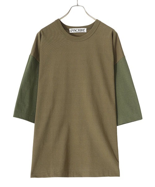 INSCRIRE（アンスクリア）の「INSCRIRE / アンスクリア：Crew Oversized Tee：I23SS-CUT21[STD]（Tシャツ/カットソー・メンズ・ホワイト/カーキ・44/46）」の6枚目の写真