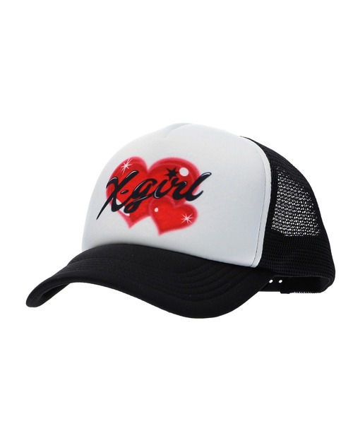 X-girl(エックスガール)の「HEART AIRBRUSH TRUCKER CAP(キャップ・レディース・ブルー/ブラック・ONE SIZE)」の10枚目の写真