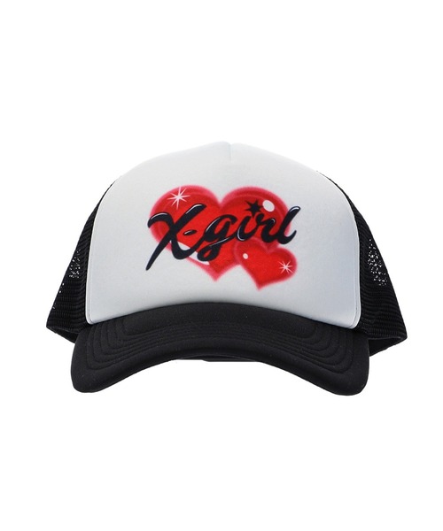 X-girl(エックスガール)の「HEART AIRBRUSH TRUCKER CAP(キャップ・レディース・ブルー/ブラック・ONE SIZE)」の11枚目の写真
