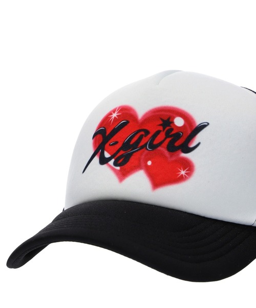 X-girl(エックスガール)の「HEART AIRBRUSH TRUCKER CAP(キャップ・レディース・ブルー/ブラック・ONE SIZE)」の14枚目の写真