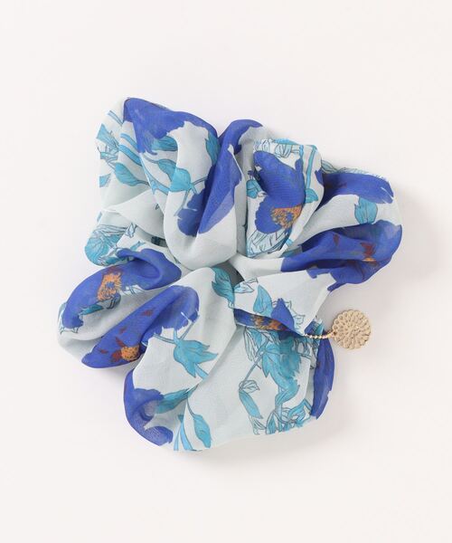 カヤ（カヤ）の「【カヤ】牡丹シュシュ（シュシュ・レディース・ホワイト×ブルー/ネイビー/キナリ・FREE）」の2枚目の写真